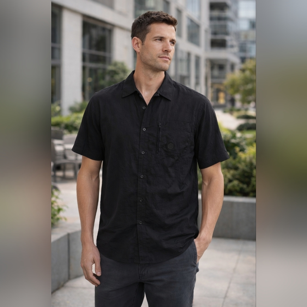 Cross Eyed Moose NWT Rave Camp Shirt Black Casual Button Down Size XL